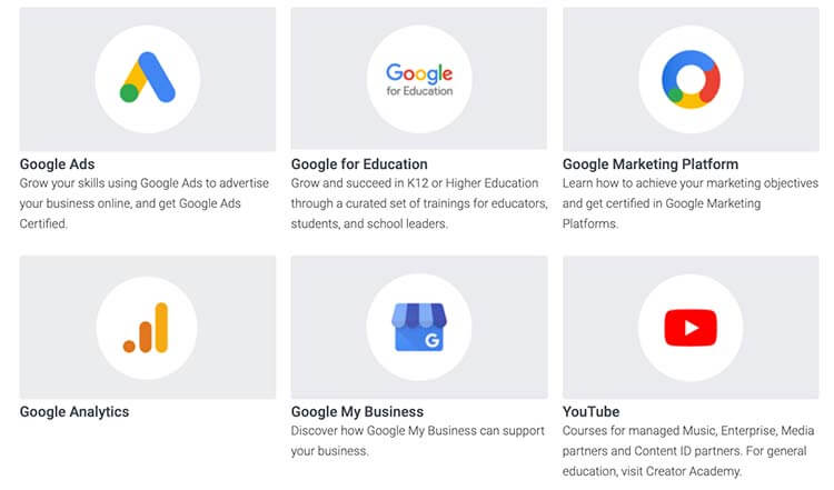 Google cerfiticates topics